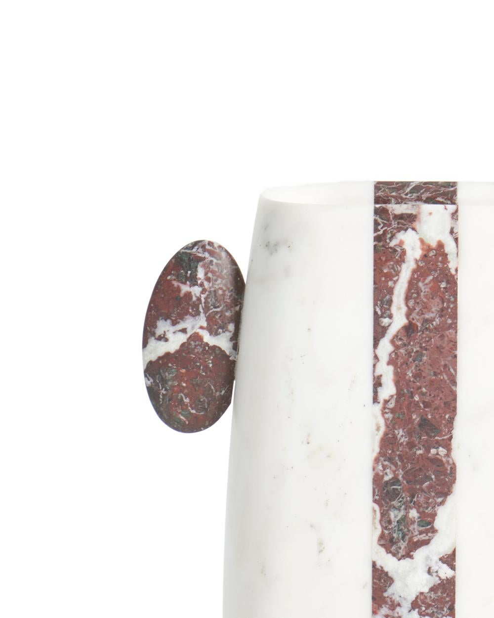 
Vase in White Michelangelo, Red Levanto and Black Marquinia marbles.
Size: 27.3 x 38.4 x 7.3 cm, smooth finishing. Commercial name: Pietro, Homage collection by the Italian designer Matteo Cibic. Made in Italy, hand finished.
“A painter’s drawings