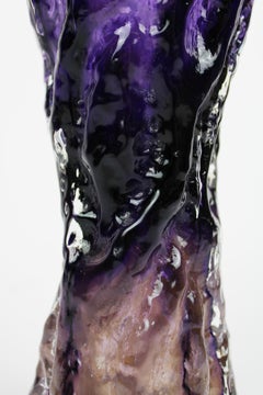 Vase Ingrid Glass « Rock Crystal » gamme violet profond Allemagne des années 1970