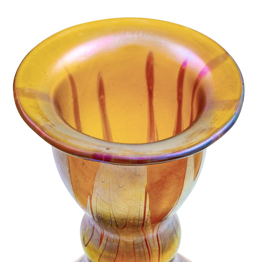 Vase Iridescent Glass Johann Loetz Witwe Austrian Jugendstil Orange Silver 1