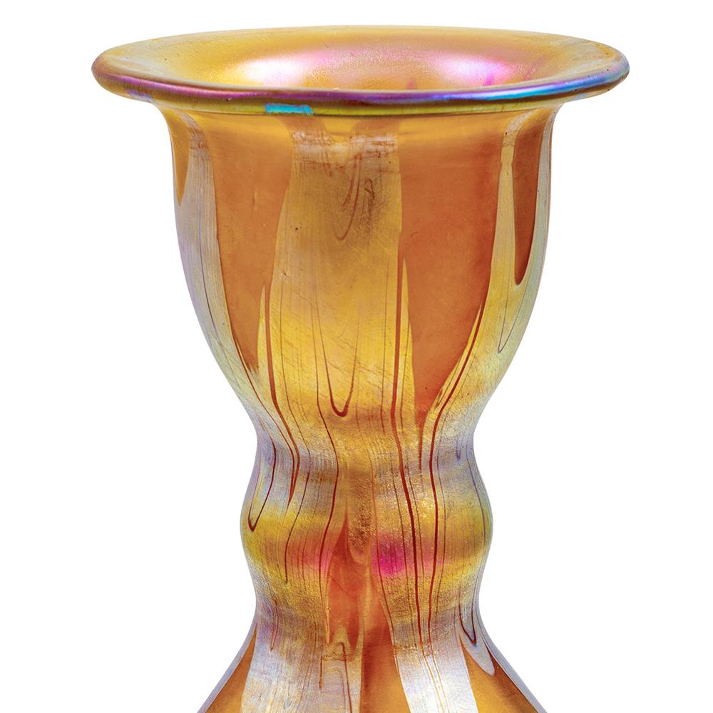 Vase aus schillerndem Glas Johann Loetz Witwe Österreichischer Jugendstil Orange Silber im Angebot 4