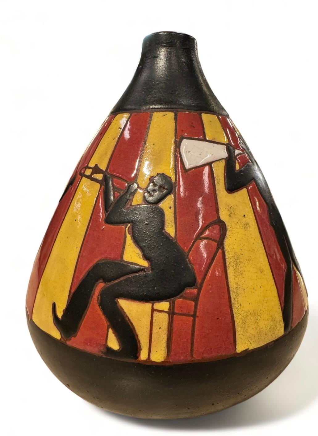Vase Jazz Jamioulx, hergestellt ca. 1950 (Moderne der Mitte des Jahrhunderts) im Angebot