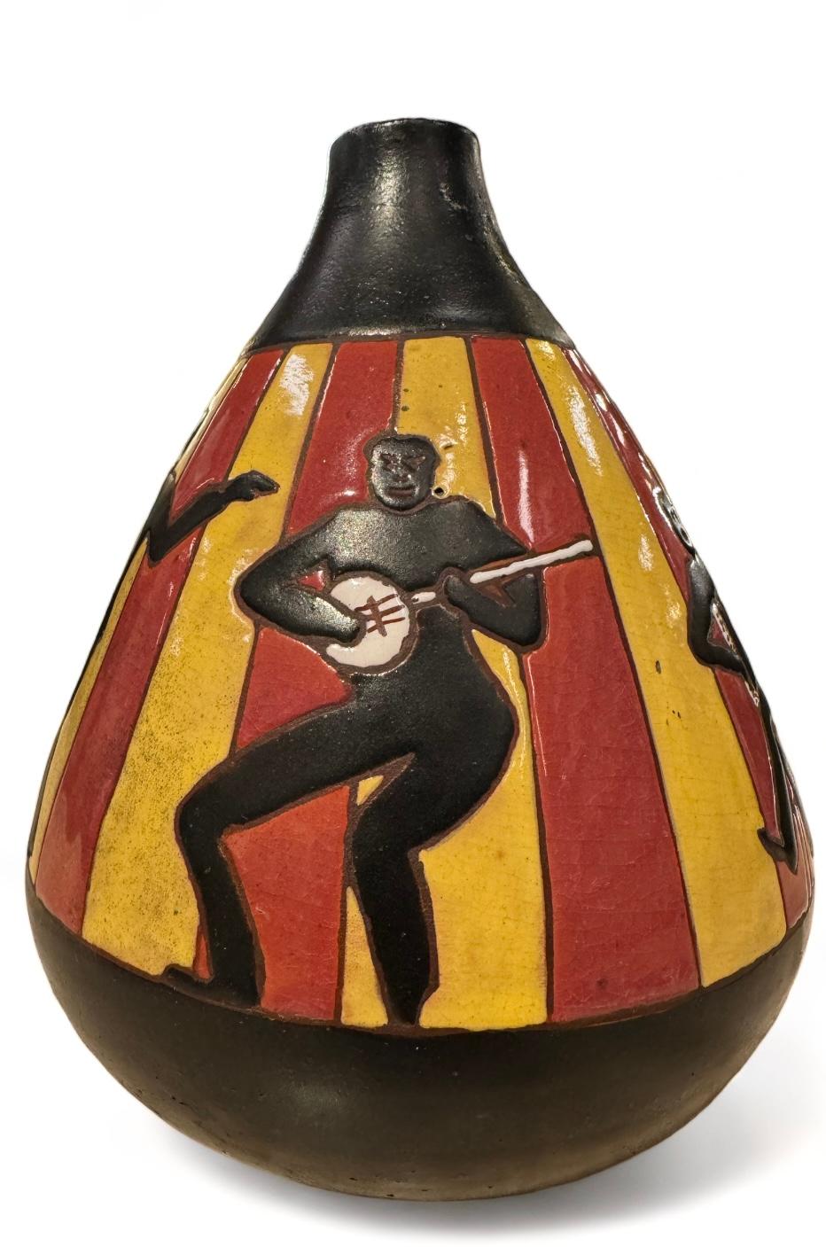 Belgian Vase Jazz Jamioulx manufacture c.1950 For Sale