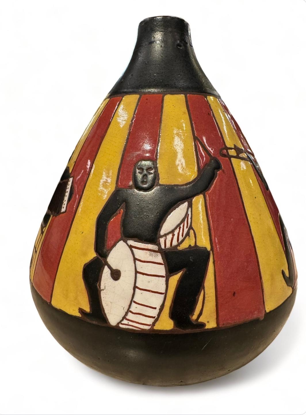 Vase Jazz Jamioulx manufacture c.1950 In Fair Condition For Sale In Bruxelles, BE