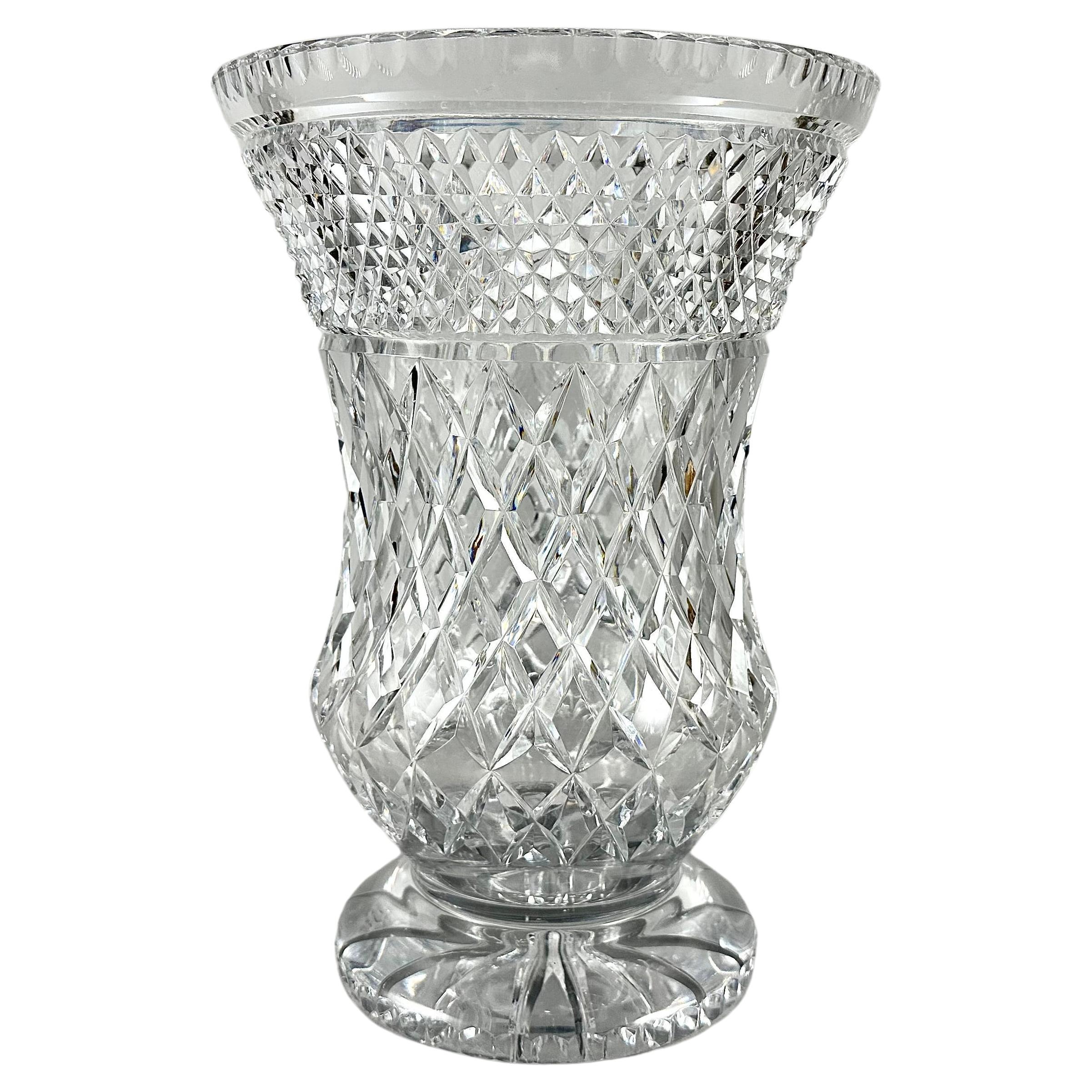 Vase Large Crystal Decorative Vase Made Of Cut Crystal Vintage France 1950s For Sale