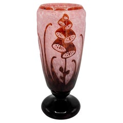 Vaso Le Verre Français Digitalis Fiori Art Deco