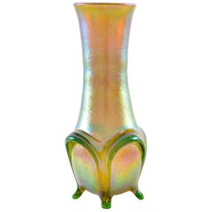 Vase Loetz Austrian Jugendstil Art Glass Iridescent circa 1901 Orange Green
