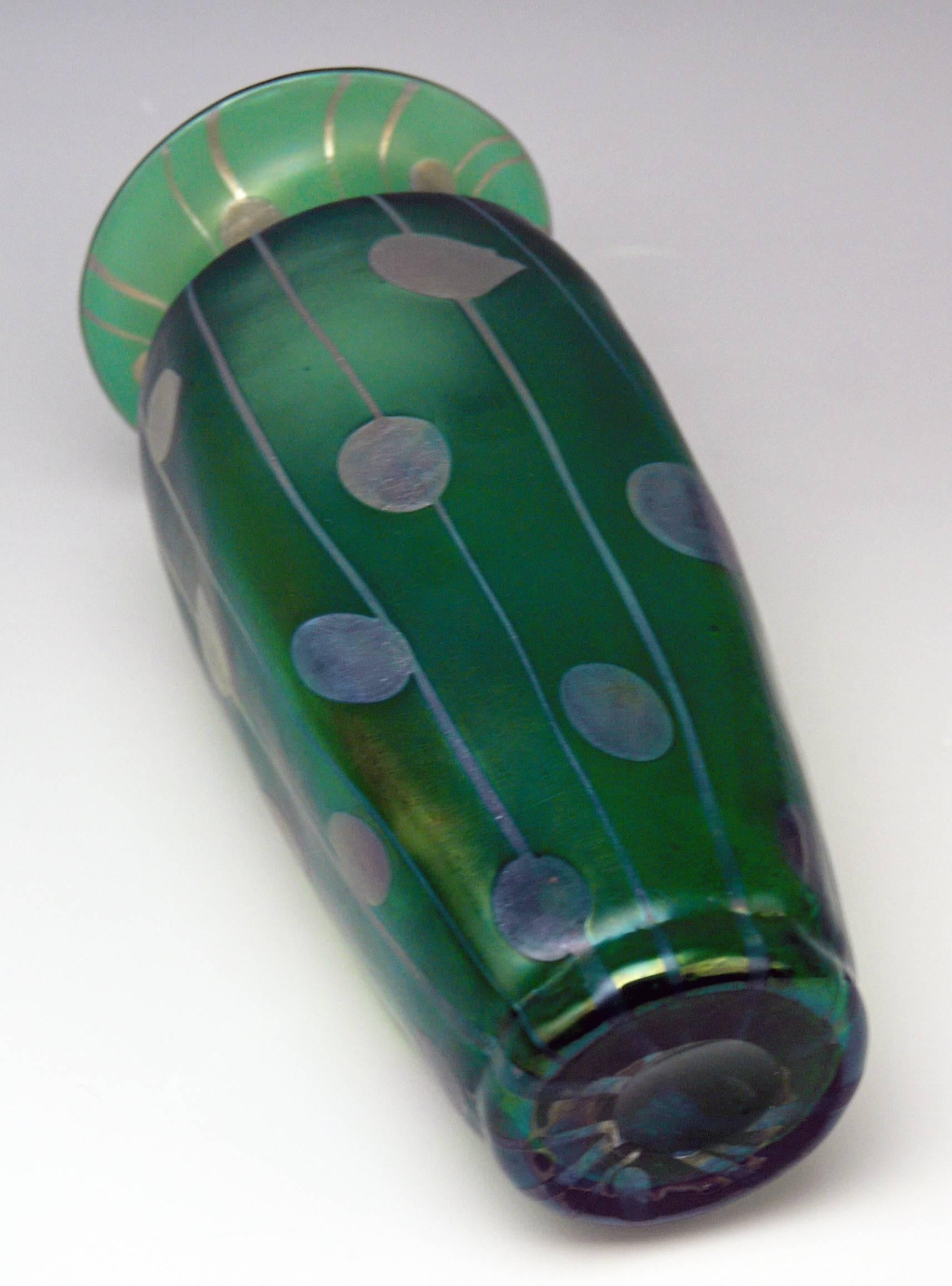 Glass Vase Loetz Bohemia Art Nouveau Decor Spots and Stripes Kolo Moser, circa 1900