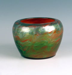 Vase Loetz Bohemia Art Nouveau Decor Titania Genre 4212 Orange Green Glass, 1906