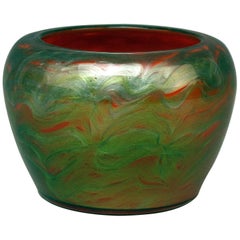 Vase Loetz Bohemia Art Nouveau Decor Titania Genre 4212 Orange Green Glass, 1906