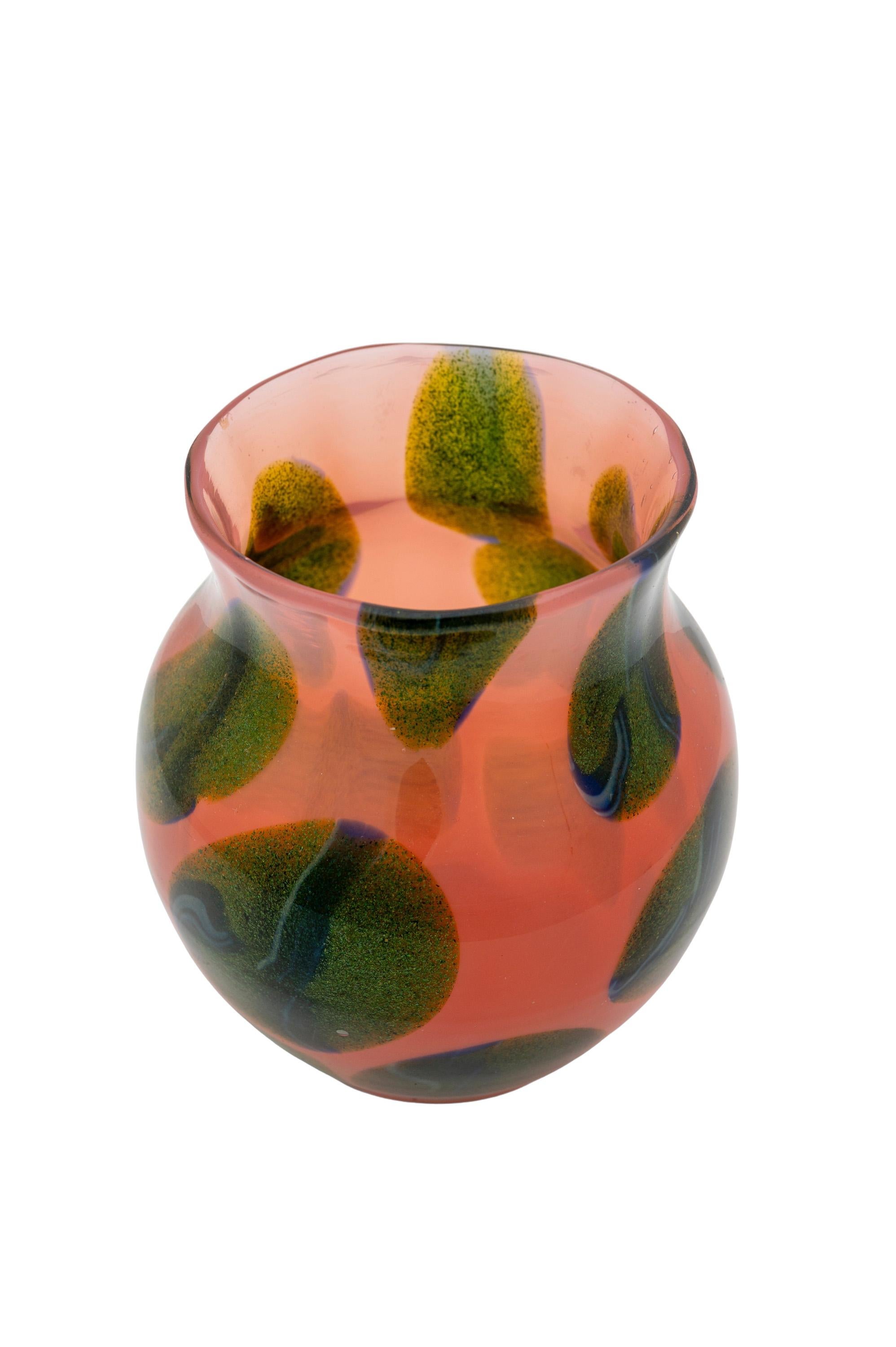 Autrichien Vase Loetz Décoration expérimentale vers 1907 Verre vert rose Jugendstil en vente