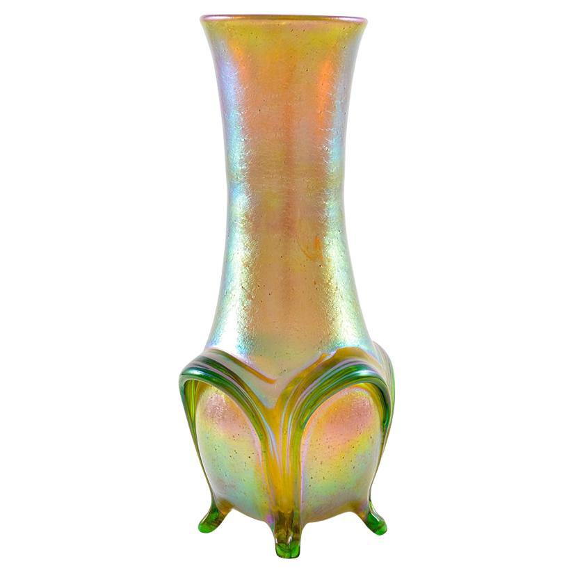 Vase Loetz Silber Iris with Foliage circa 1901 Yellow Green Austrian Jugendstil