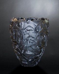 Vase Lotus, in Resin, Matte Black Color, Italy