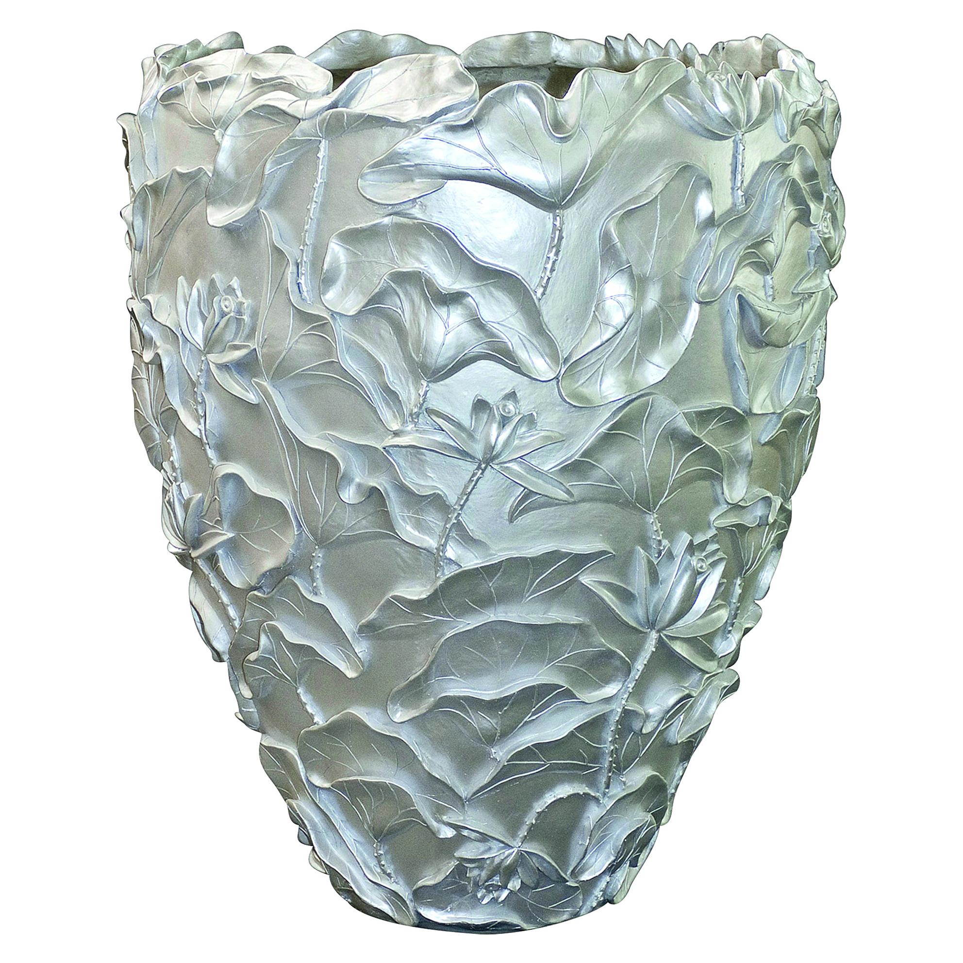 Vase Lotus, in Resin, White Motherpearl Color, Italy