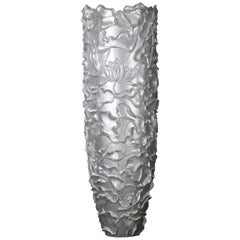 Vaso Lotus Obice Big, in resina, colore bianco madreperla, Italia