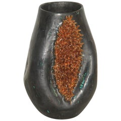 Vase Luster Glazes, with Gold Sequin Decorations Liquid Italian Design, 1970s