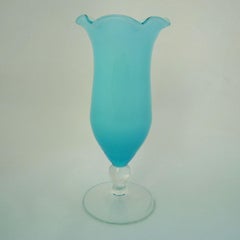 Vase Made of Azure Blue Flashed Glass Art Nouveau