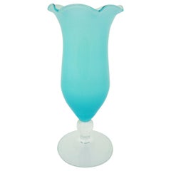 Vase Made of Azure Blue Flashed Glass Art Nouveau