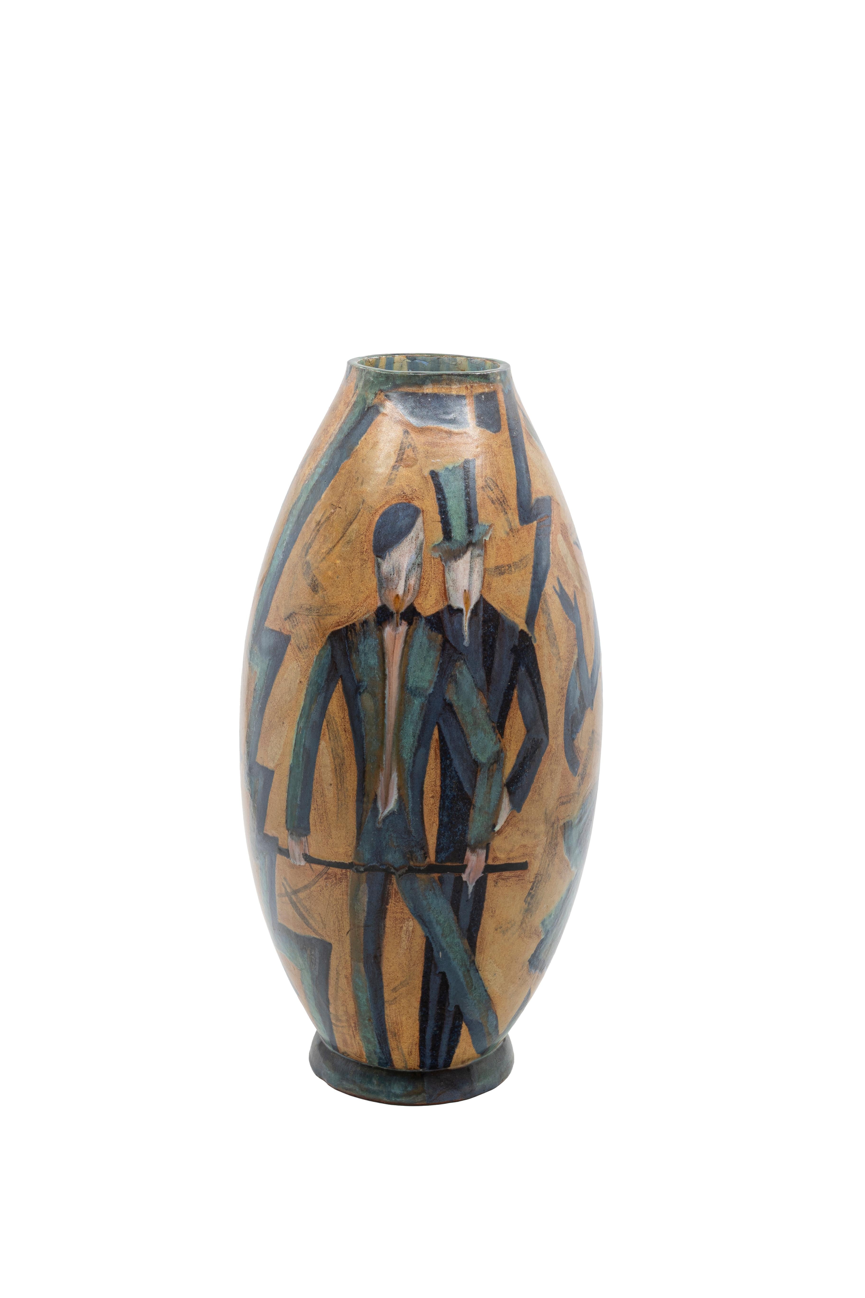 Vase Max Snischek attr. Keramos Österreich ca. 1925 (Art déco) im Angebot