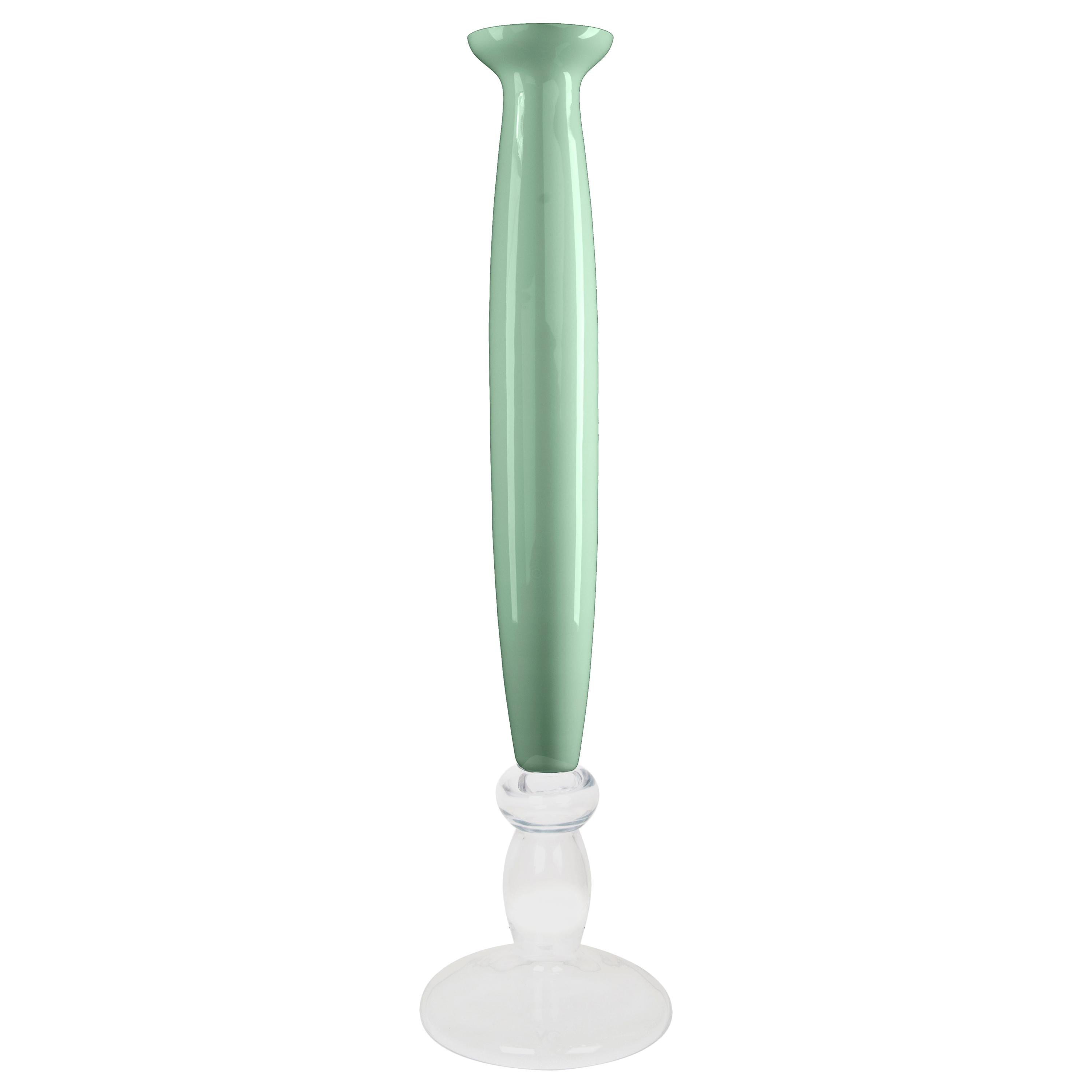 Vase Mercurio, Neo Mint Color, 2020 Trend, and Clear, in Glass, Italy For Sale