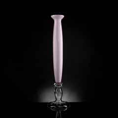 Vase Mercurio:: couleur rose poudré et transparent:: en verre:: Italie