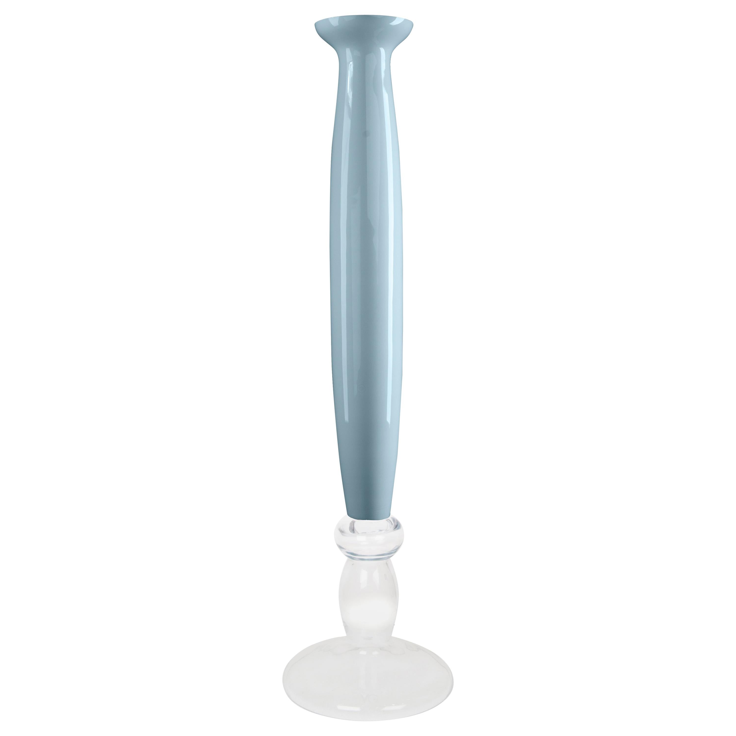 Vase Mercurio, Purist Blue Color, 2020 Trend, and Clear, in Glass, Italy