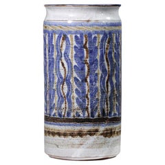 Vintage Vase Michel Barbier Blue Ceramic Vallauris 50s, G509