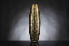 Vase Mocenigo Slim Big, Muranese Glass, Gold 24-Karat and Black, Italy