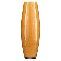 Vase Mocenigo Slim Small, Muranese Glass, Gold 24-Karat and Orange, Italy