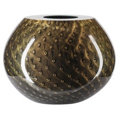 Vase Mocenigo Sphere, Muranese Glass, Gold 24-Karat and Black, Italy