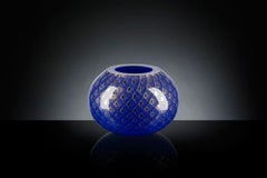 Vase Mocenigo Sphere, Muranese Glass, Gold 24-Karat and Blue, Italy