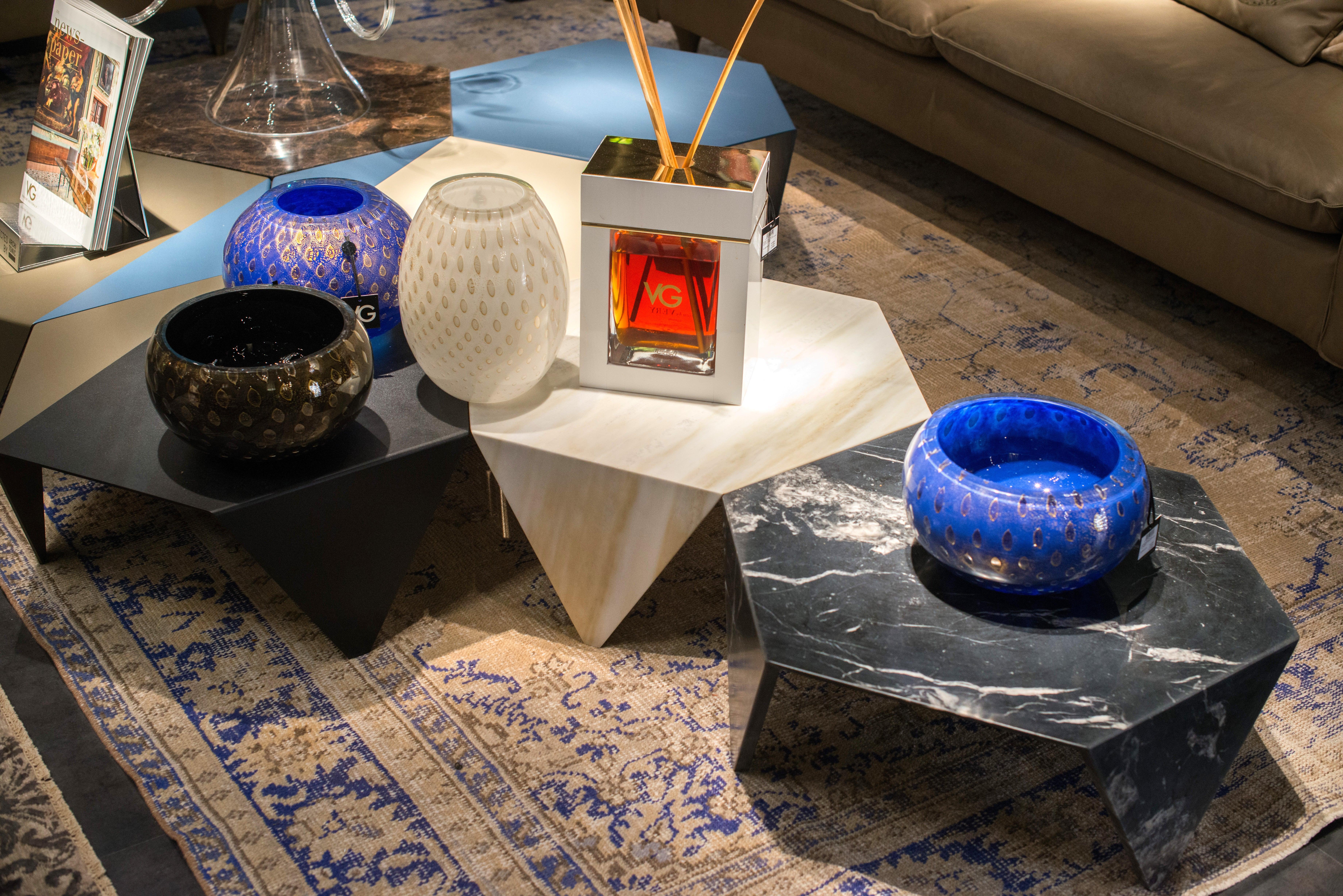 Vase Mocenigo Sphere, Muranese Glass, Gold 24-Karat and Blue, Italy For Sale 2
