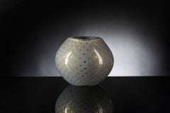 Vase Mocenigo Sphere, Muranese Glass, Gold 24-Karat and Light Gray, Italy