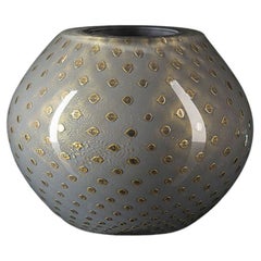 Vase Mocenigo-Kugel, Muranesische Kugel, Gold 24-Karat und Hellgrau, Italien