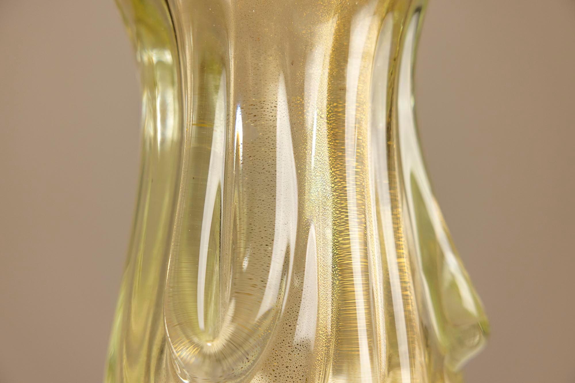 Murano Glass Vase Model 3627 In Topazio Oro, Induto By Flavio Poli, Italy 1937 For Sale