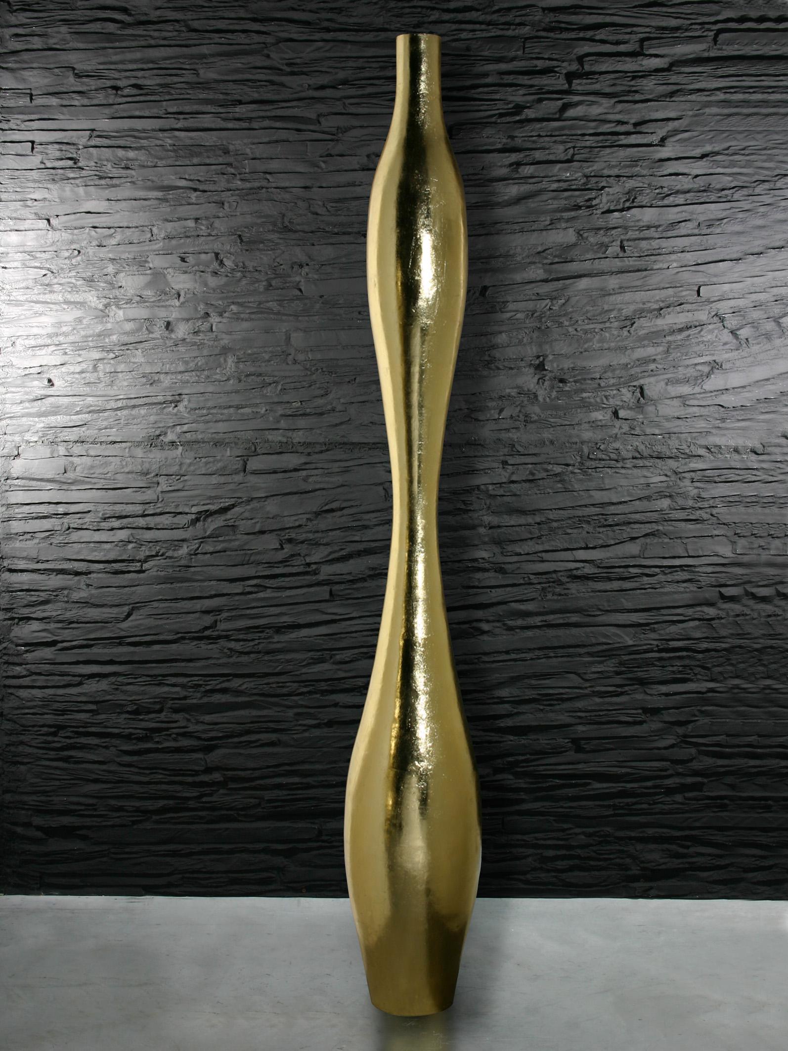 Moderne Vase Monsieur, en résine, finition feuille d'or ou feuille d'argent, fabriqué en Italie en vente