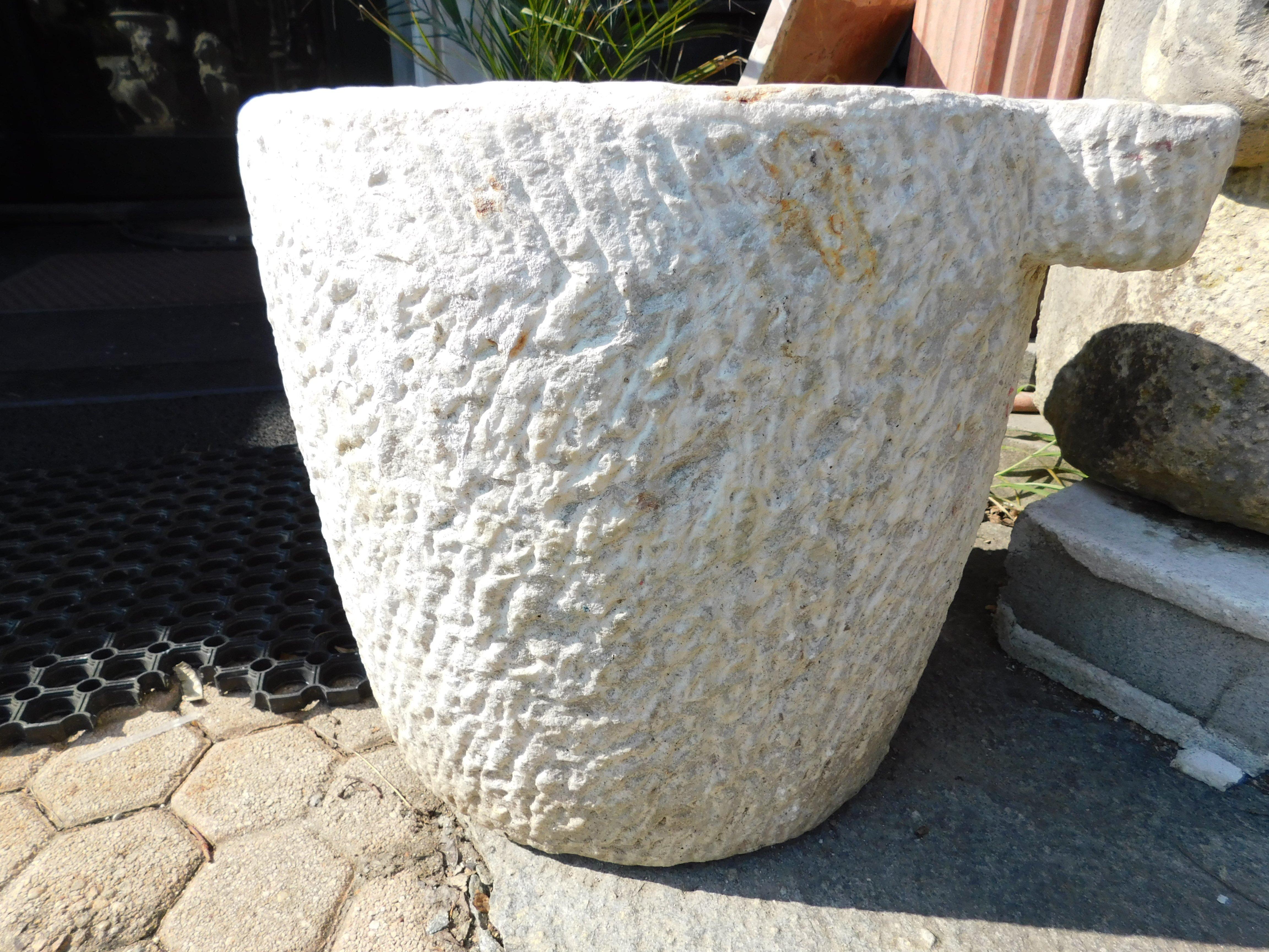 Stone Vase, mortar-type washbasin in carved stone, Italy For Sale