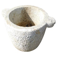 Used Vase, mortar-type washbasin in carved stone, Italy