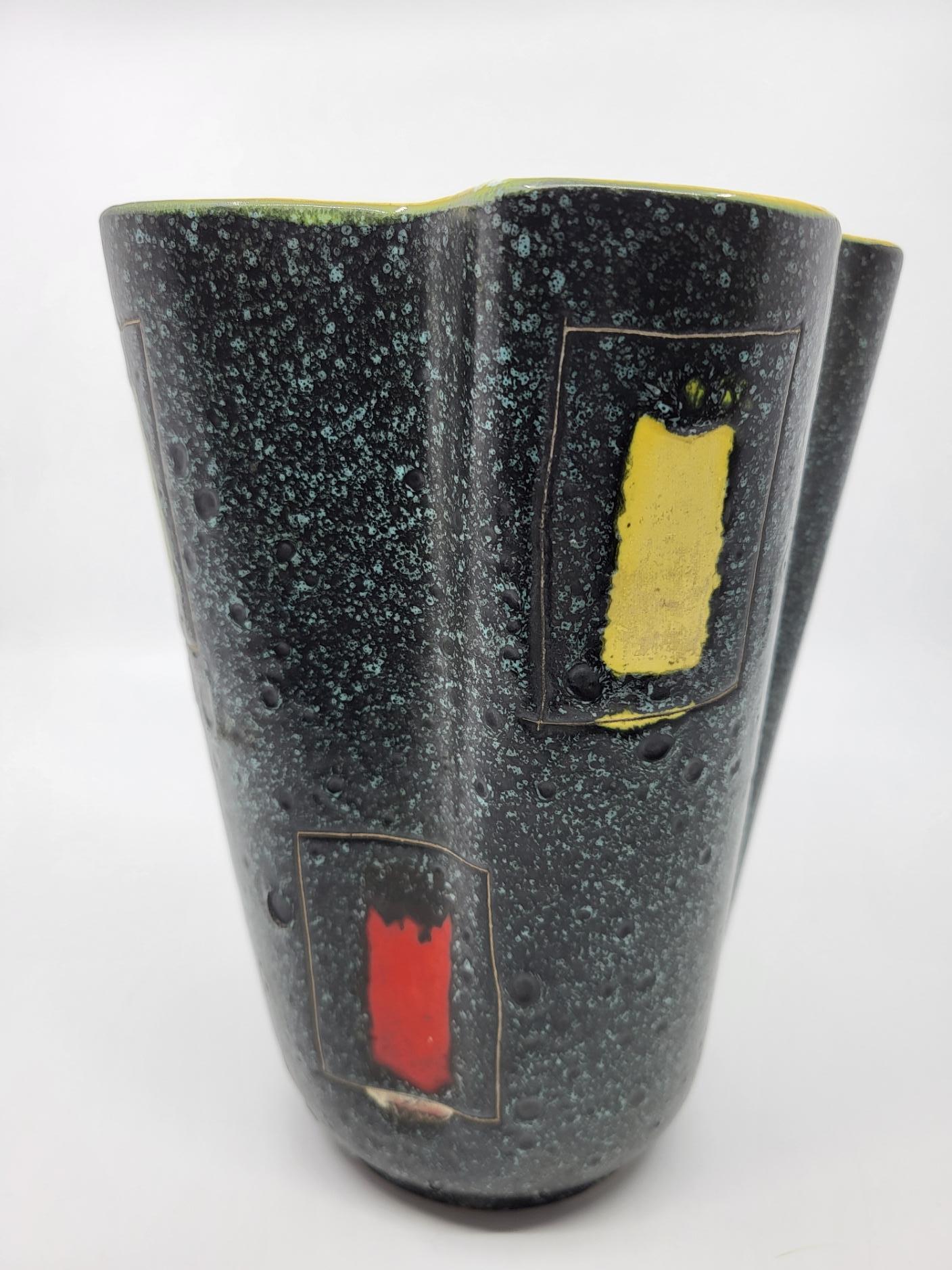 Vaso mouchoir Poët-laval in céramique granité multicolore Francia 1950 in vendita 2
