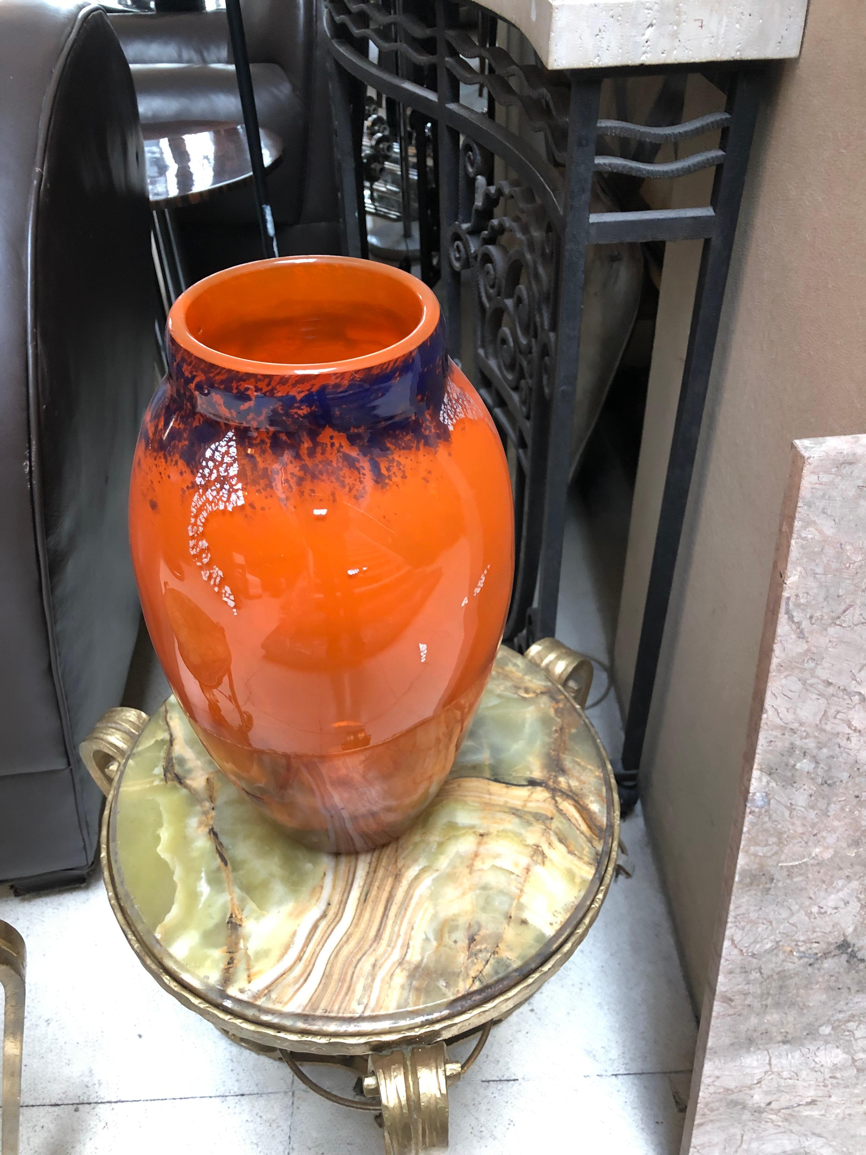 Vase Muller Freres mit Silber (Französisch) im Angebot