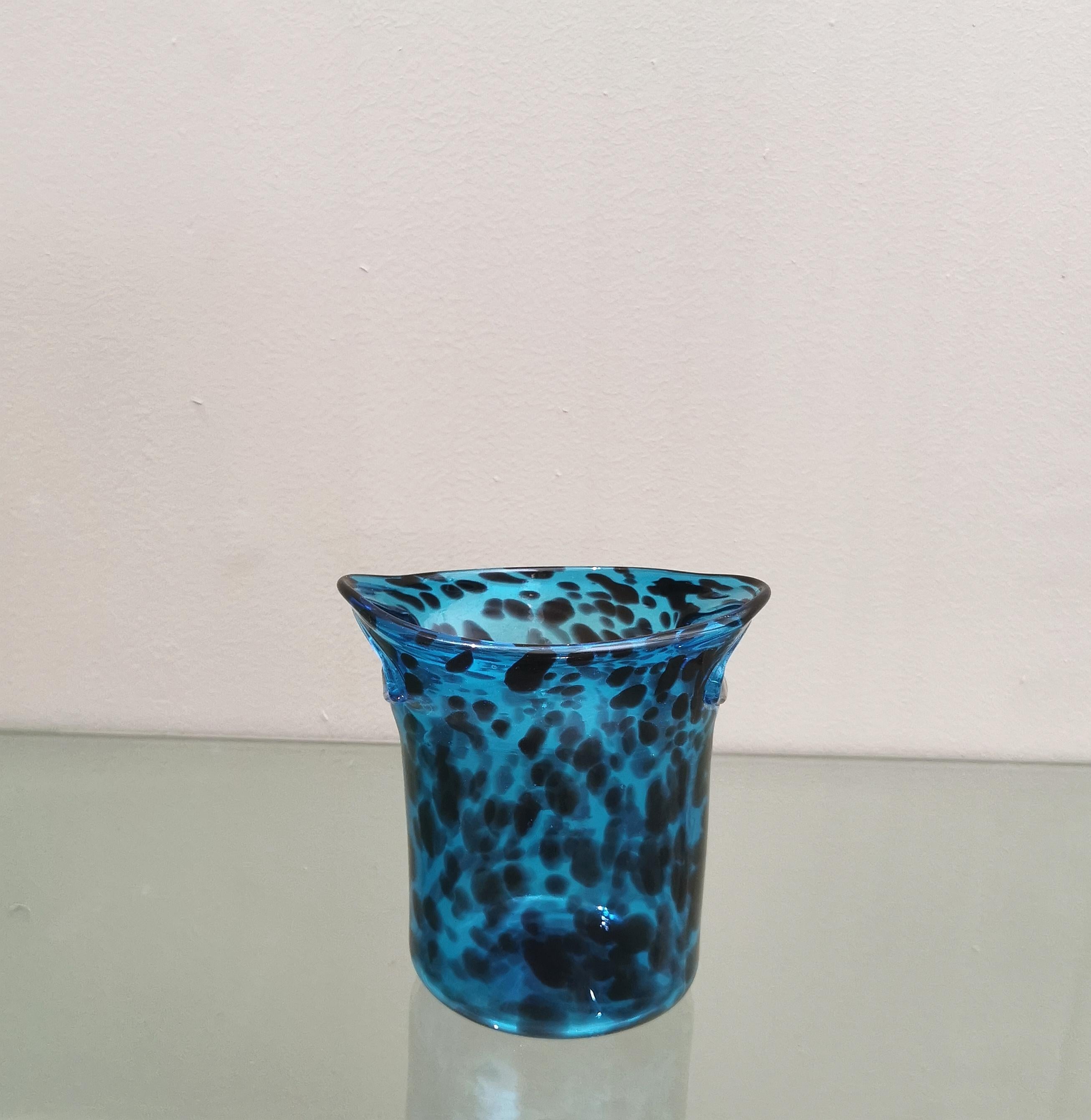 Mid-Century Modern Vase Murano Glass Black Blue Decorative Object Midcentury Italian Design 1960s For Sale