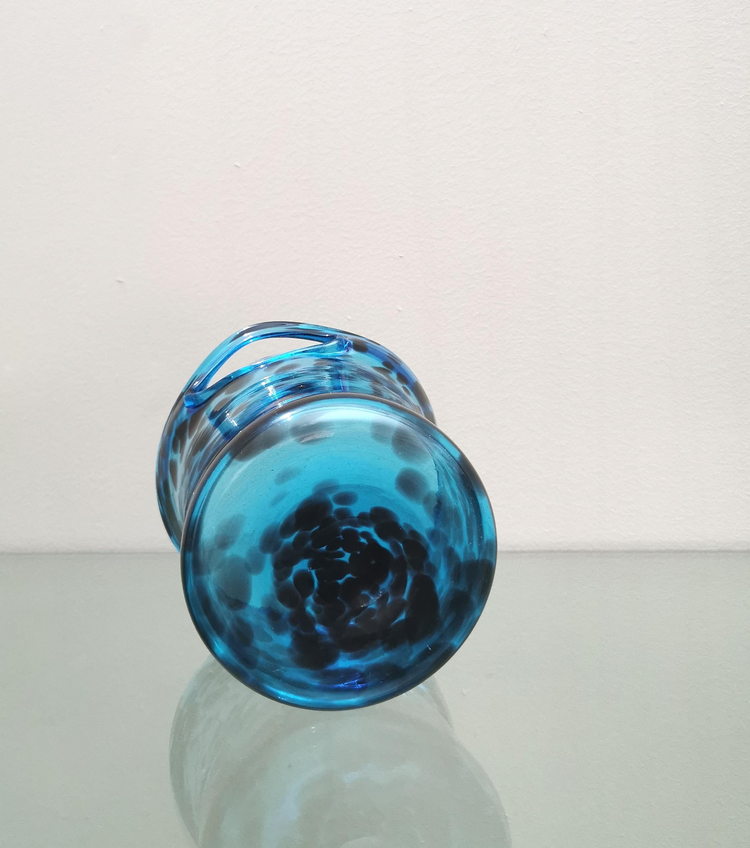 Vase Murano Glass Black Blue Decorative Object Midcentury Italian Design 1960s For Sale 4