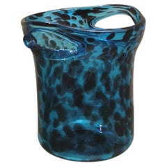 Vase Murano Glass Black Blue Decorative Object Midcentury Italian Design 1960s
