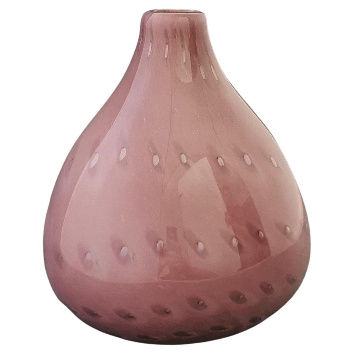 Vase Murano Glass Pink Decorative Object Italian Design, 1970s For Sale
