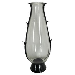 Vase en verre de Murano Vittorio Zecchin pour MVM Cappellin Noir Milieu de Siècle Italie 1920
