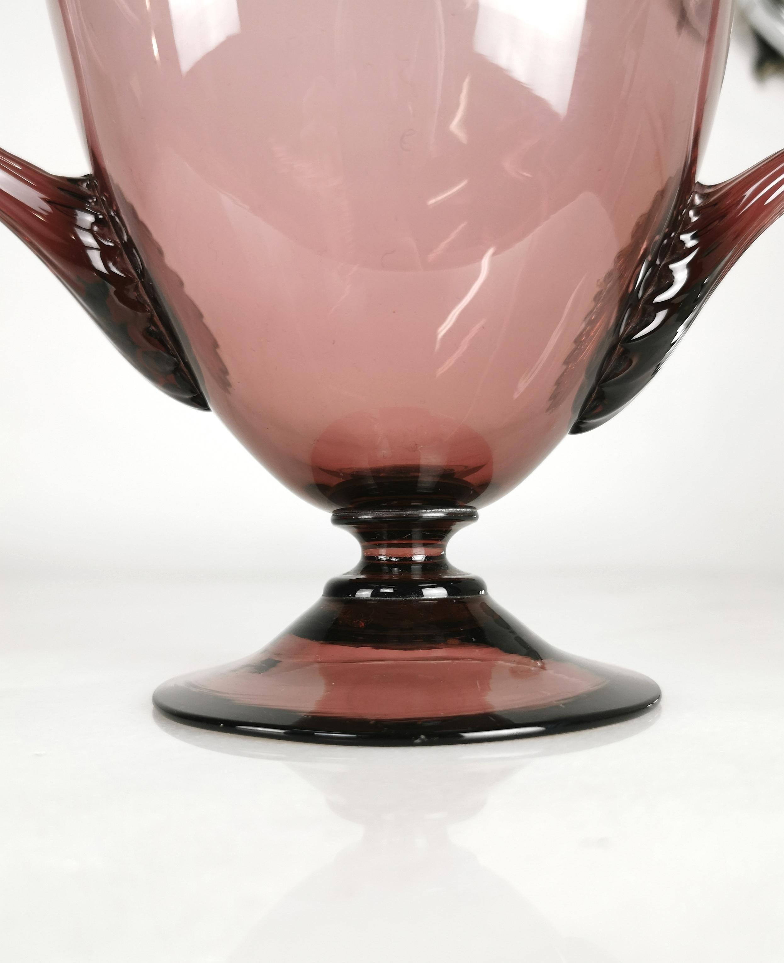 Blown Glass Vase Murano Glass Vittorio Zecchin for MVM Cappellin Mid-Century, Italy, 1930s