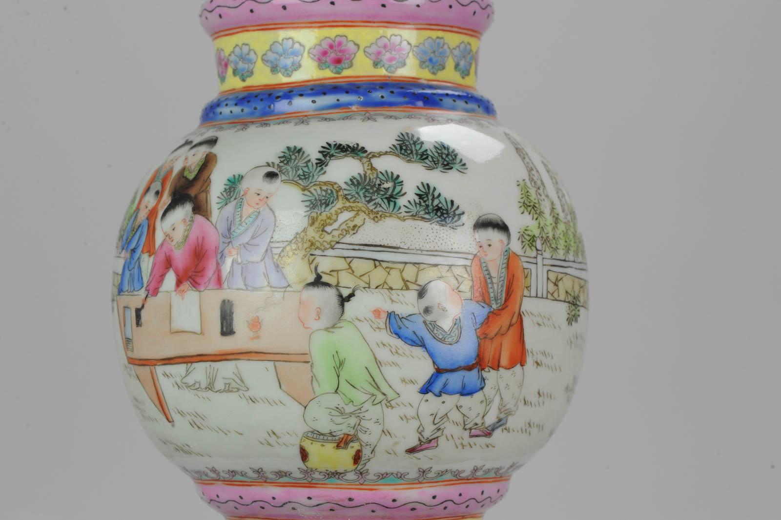 Vase of Chinese Porcelain 1960s-1980s Proc Vase with Boys Playing Games For Sale 4