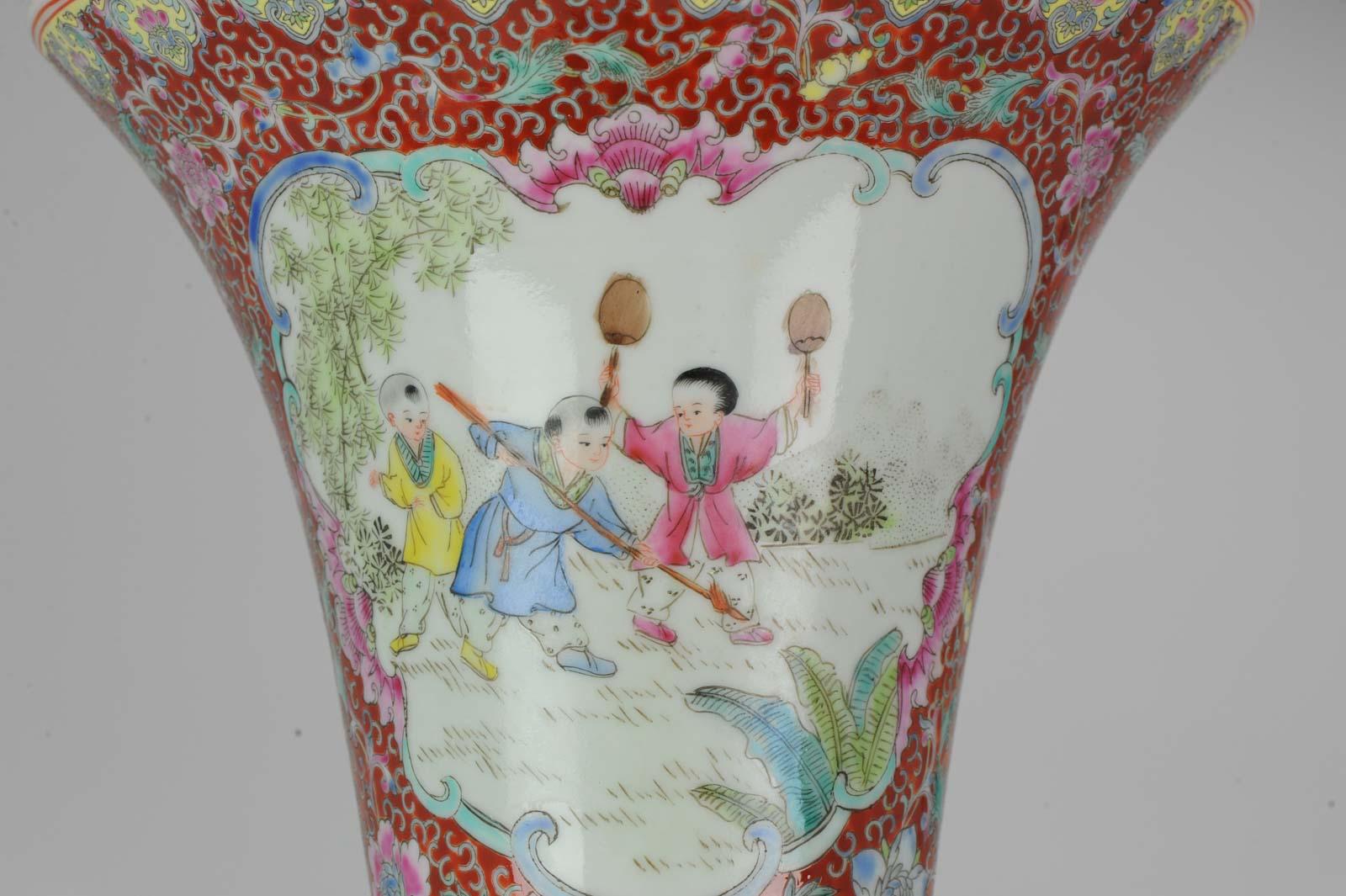 Vase of Chinese Porcelain 1960s-1980s Proc Vase with Boys Playing Games For Sale 5