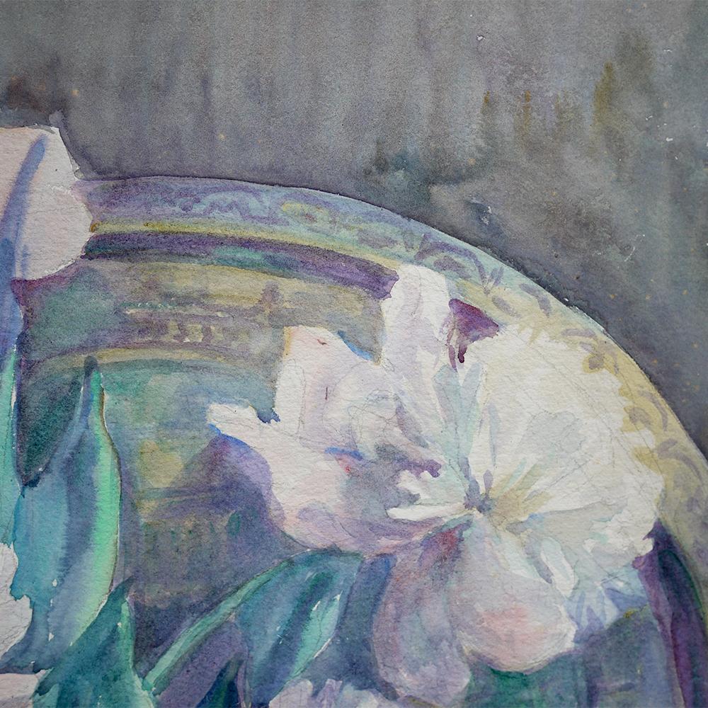 Vase of Flowers Watercolor Painting, Francine Gaudrion, 1929 5