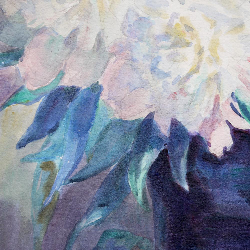 Début du 20ème siècle Vase de fleurs:: peinture à l'aquarelle:: Francine Gaudrion:: 1929