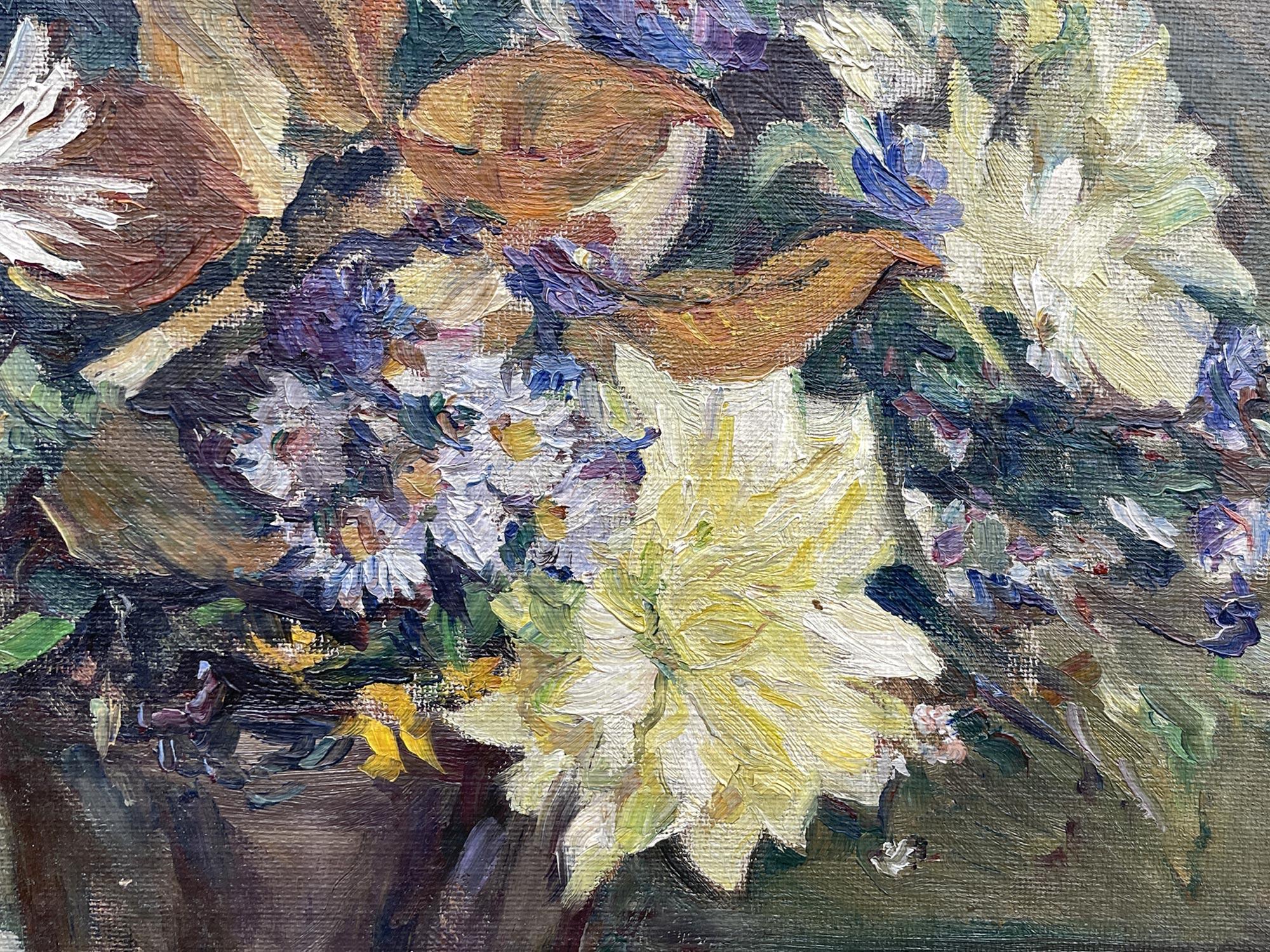 German Vase of Flowers with Fruit Oil Painting, Fitger Hermann For Sale